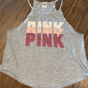 PINK Victoria's Secret Gray and Pink Tank Top